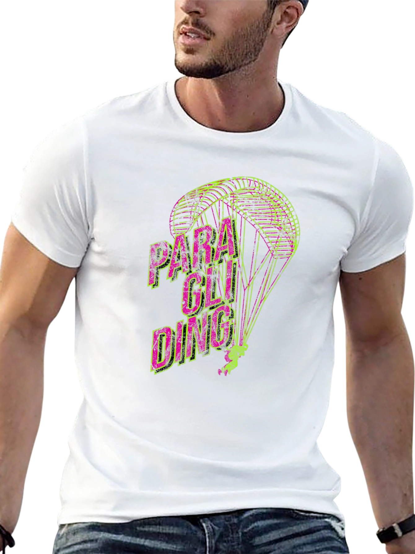 Paragliding Graphic Print T-Shirt | Mens Crew Neck Tee