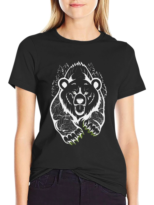 Bear Graphic Tee - Mens Black Cotton T-Shirt