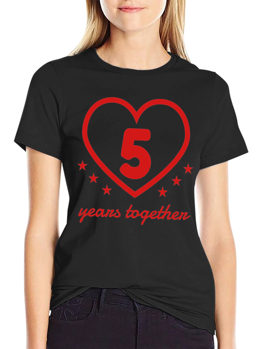 5 Years Together Anniversary T-Shirt - Heart Design