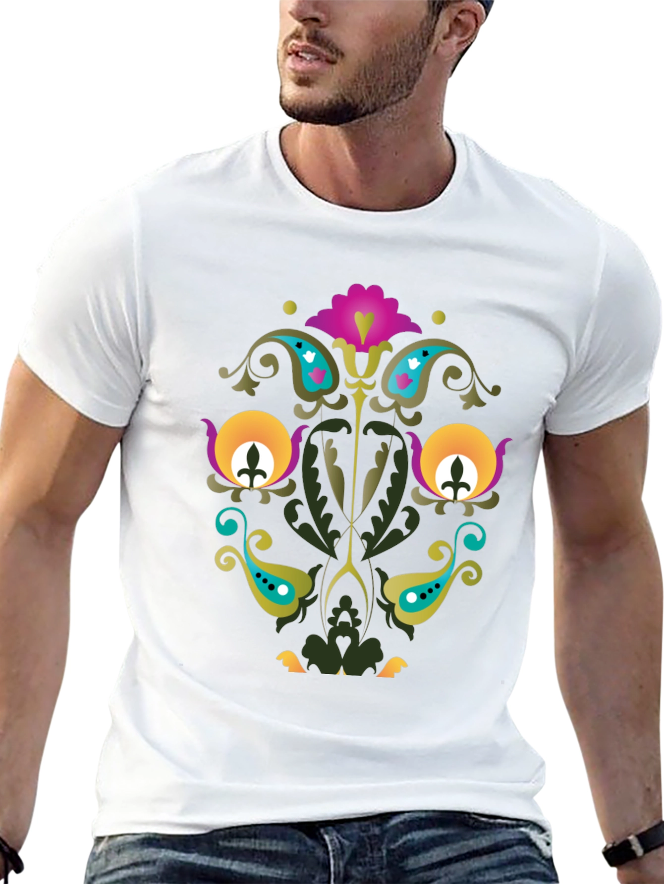 Floral Paisley Black T-Shirt Unique Design