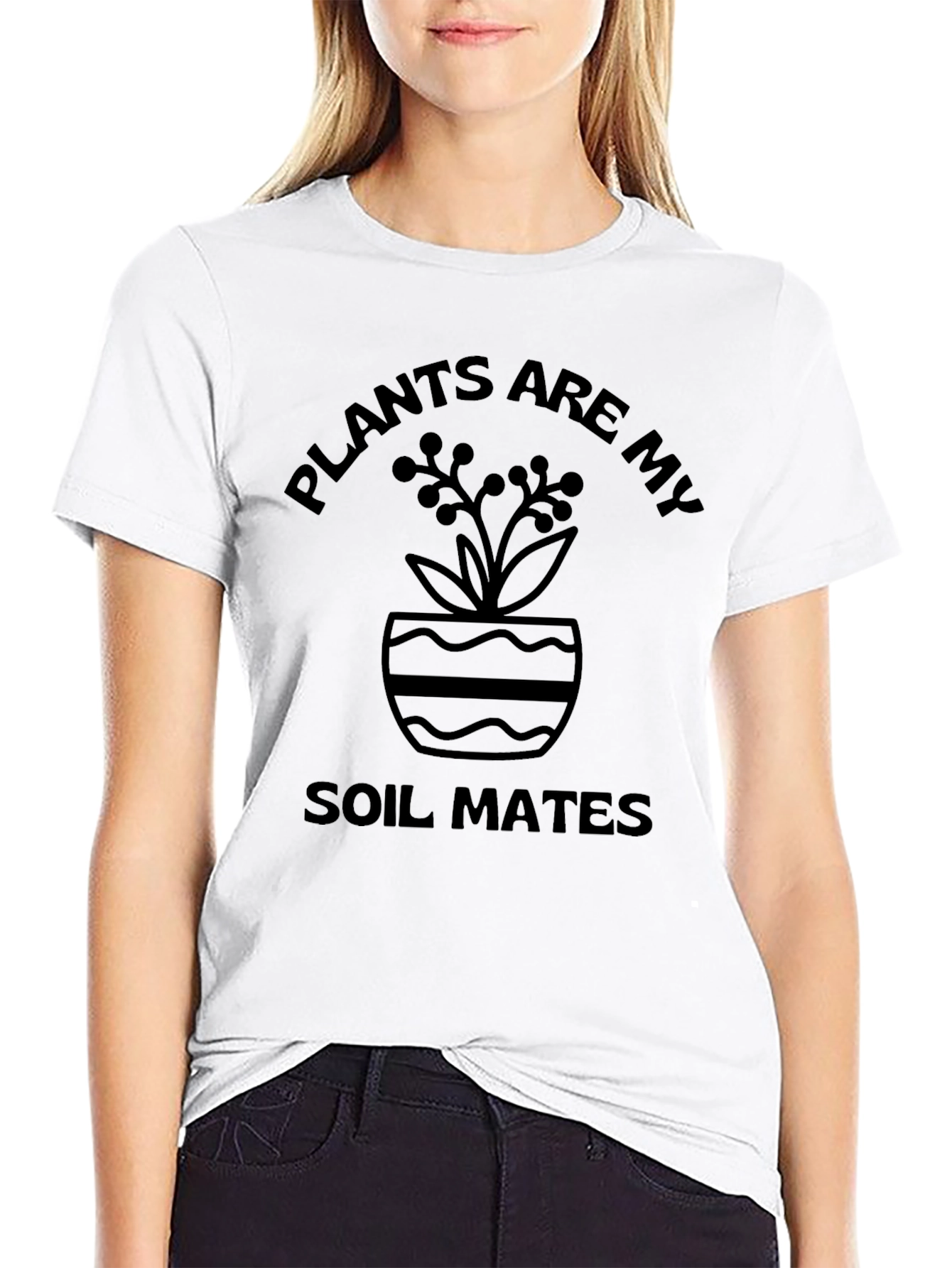Plants are My Soil Mates Black Graphic T-Shirt