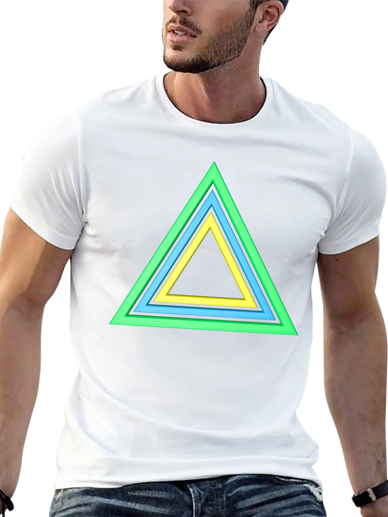Geometric Triangle Graphic Tee - Bold Style