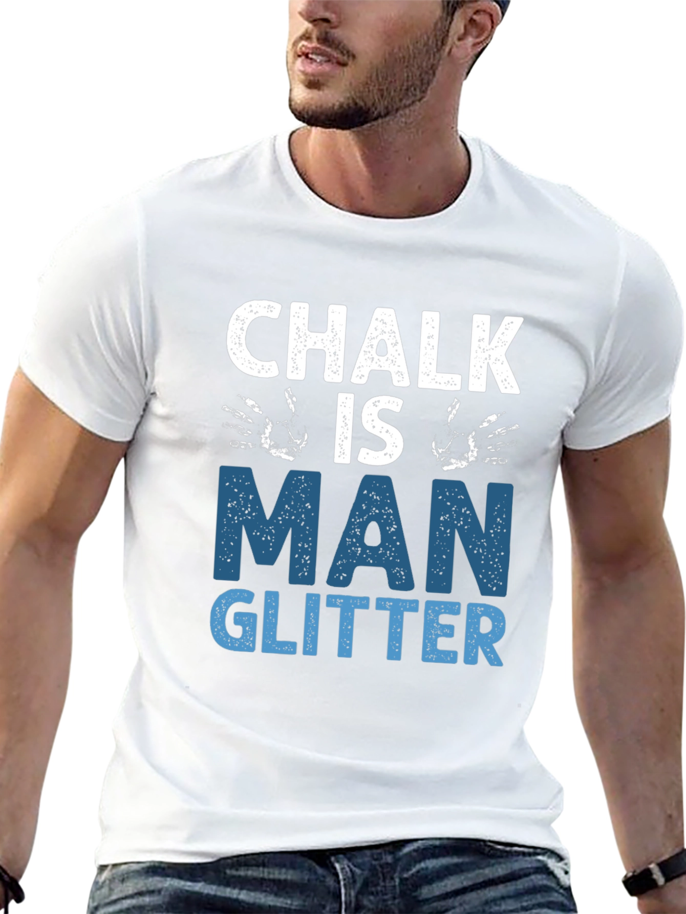 Chalk is Man Glitter Graphic Tee