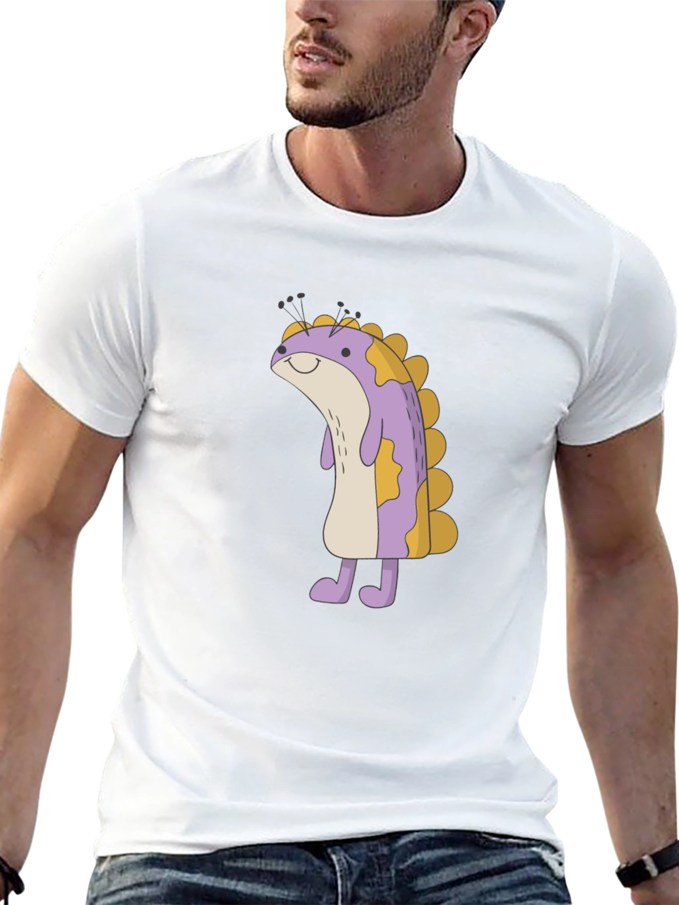 Cute Monster Cartoon Graphic Black T-Shirt