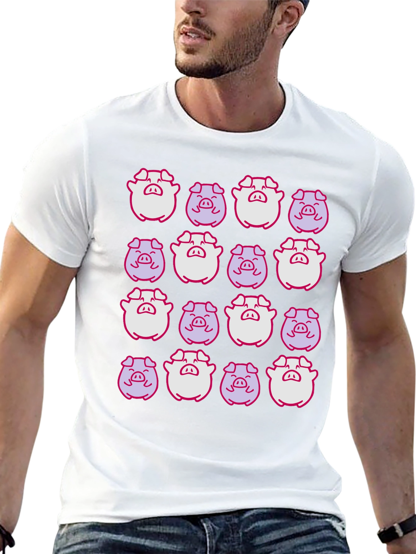 Pig Pattern Black T-Shirt