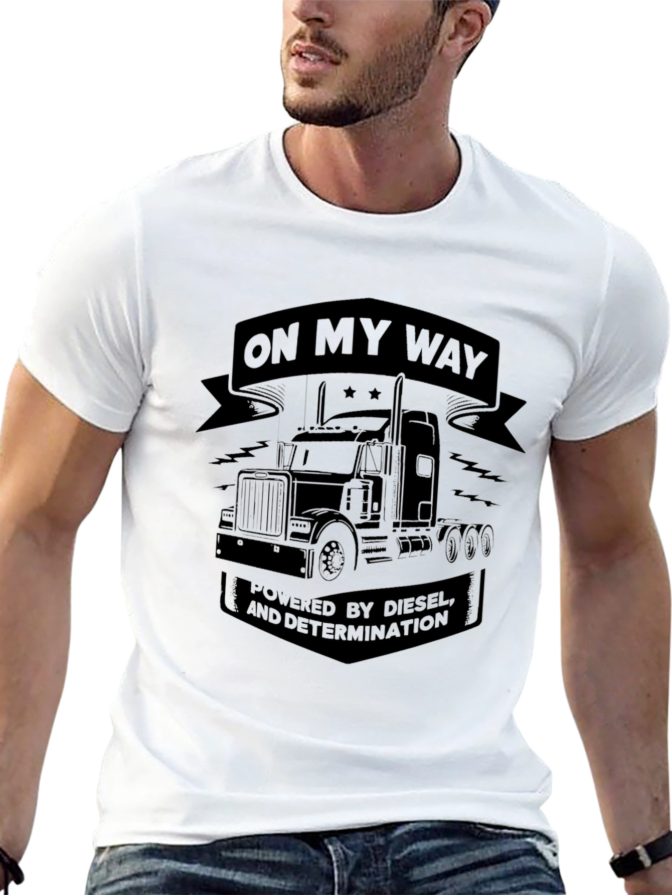 On My Way Diesel Trucker Black T-Shirt