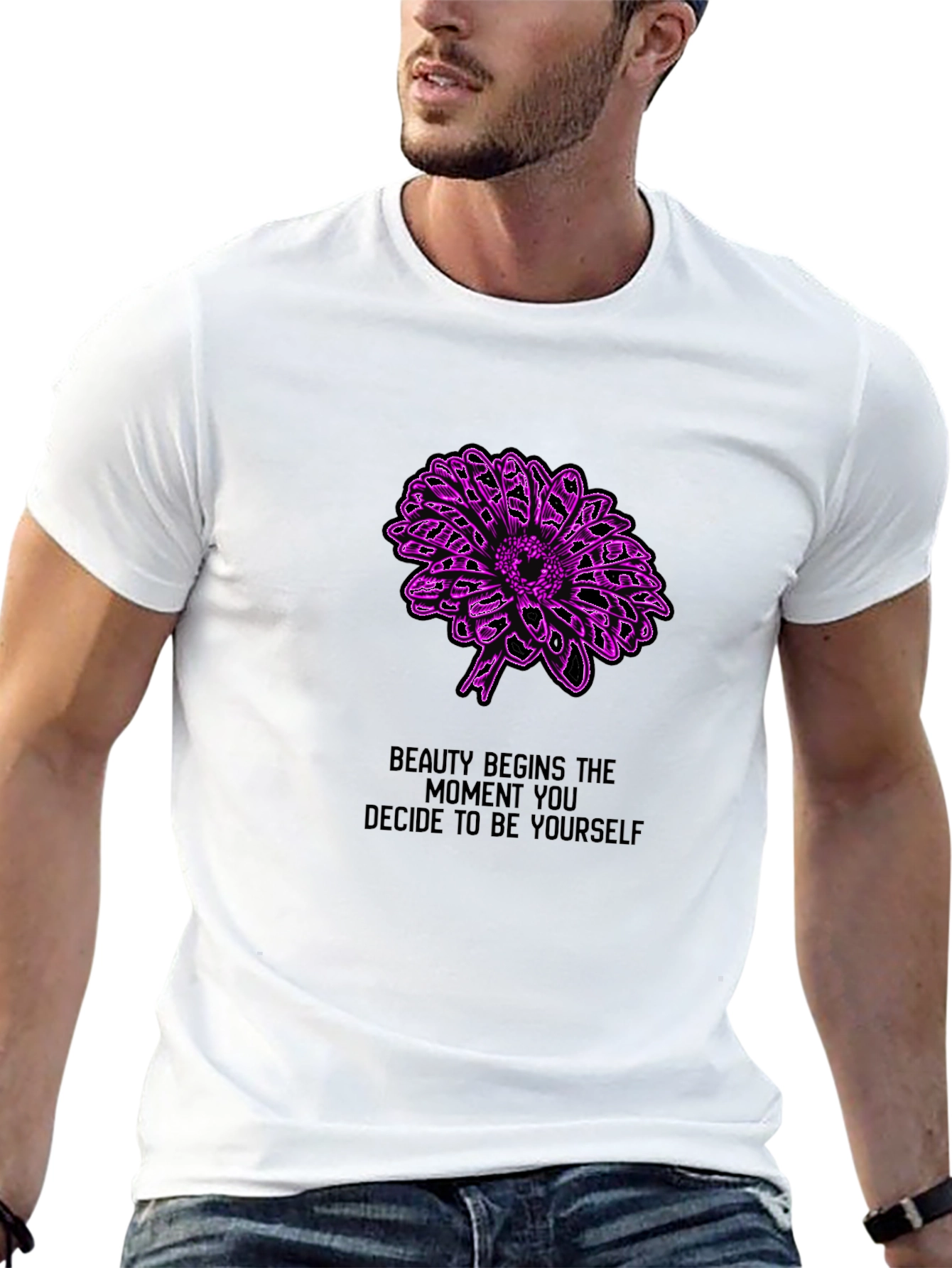 Beauty Begins Tee - Floral Graphic Black T-Shirt
