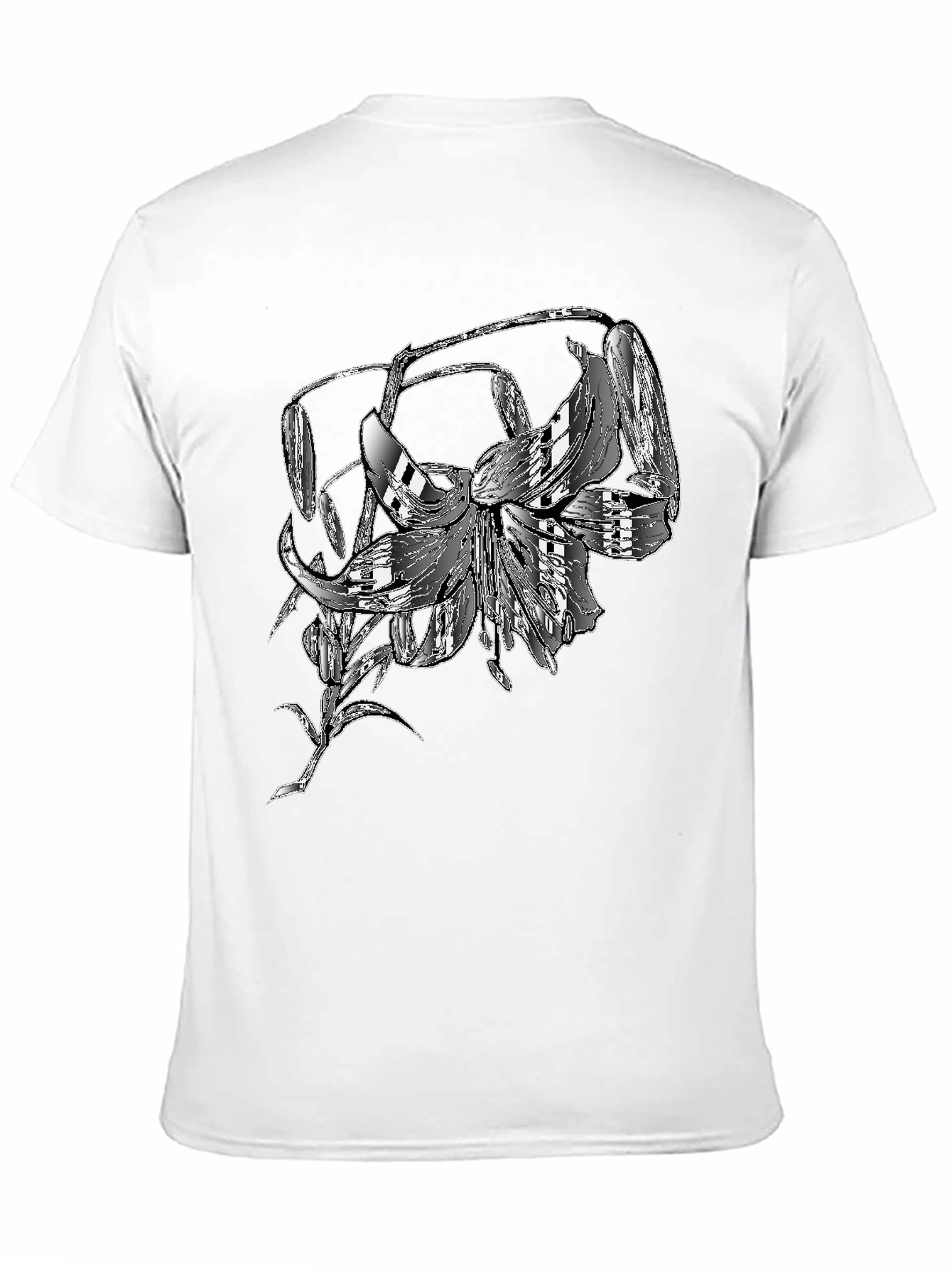 Unique Lily Flower Graphic T-Shirt - Black Cotton Tee