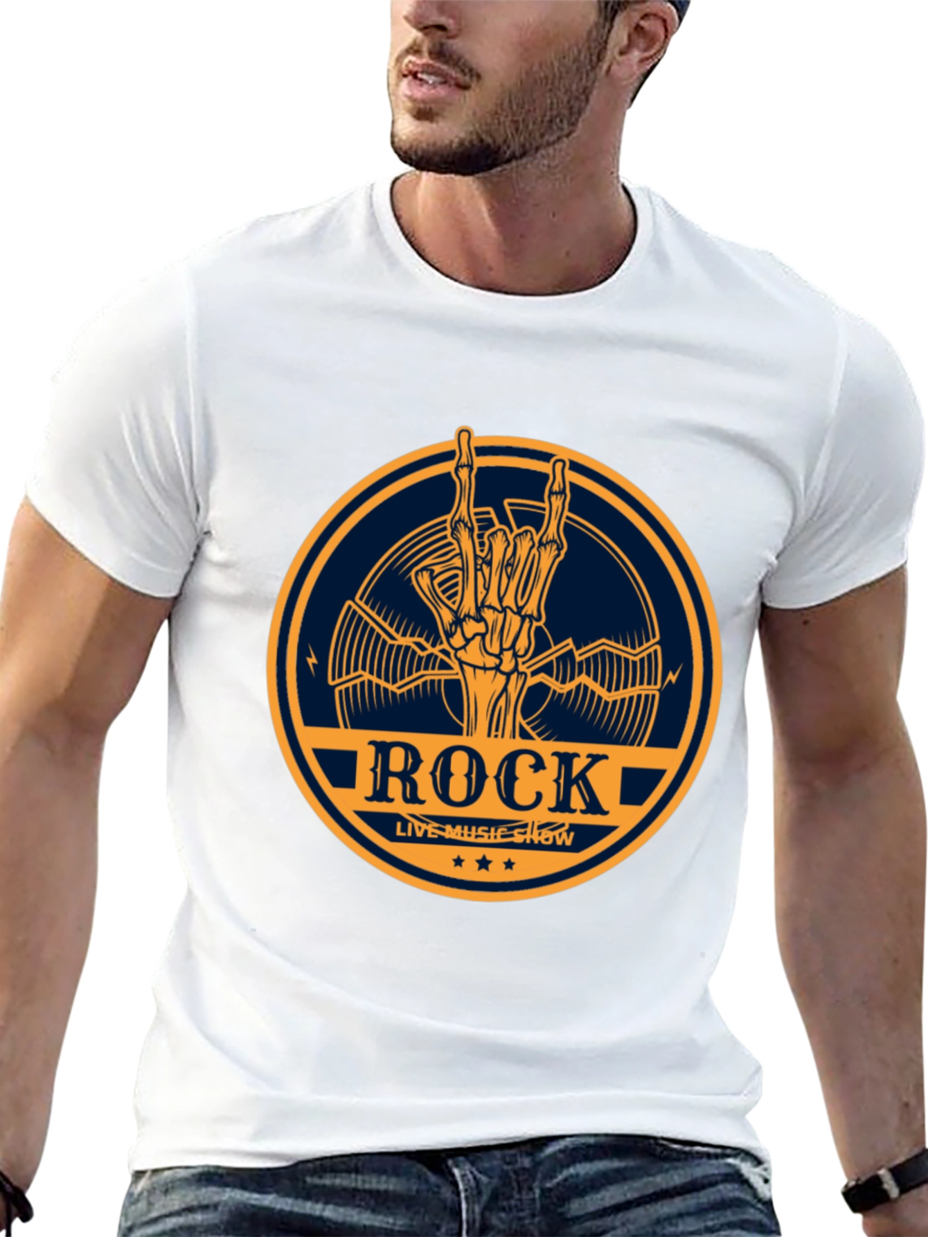 Rock Music Show T-Shirt - Skeleton Hand Design
