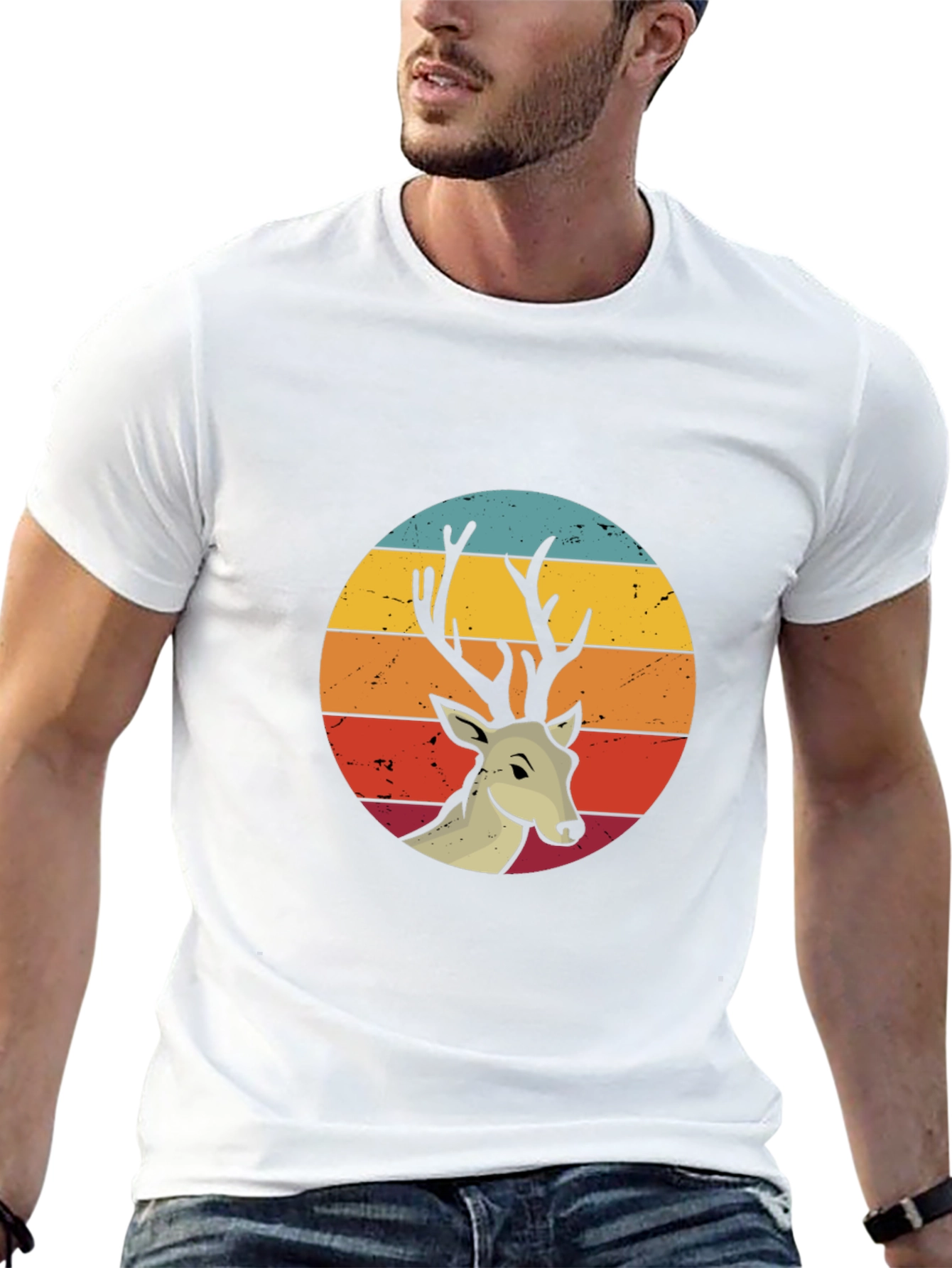 Retro Deer Graphic Tee - Nature Lovers Shirt