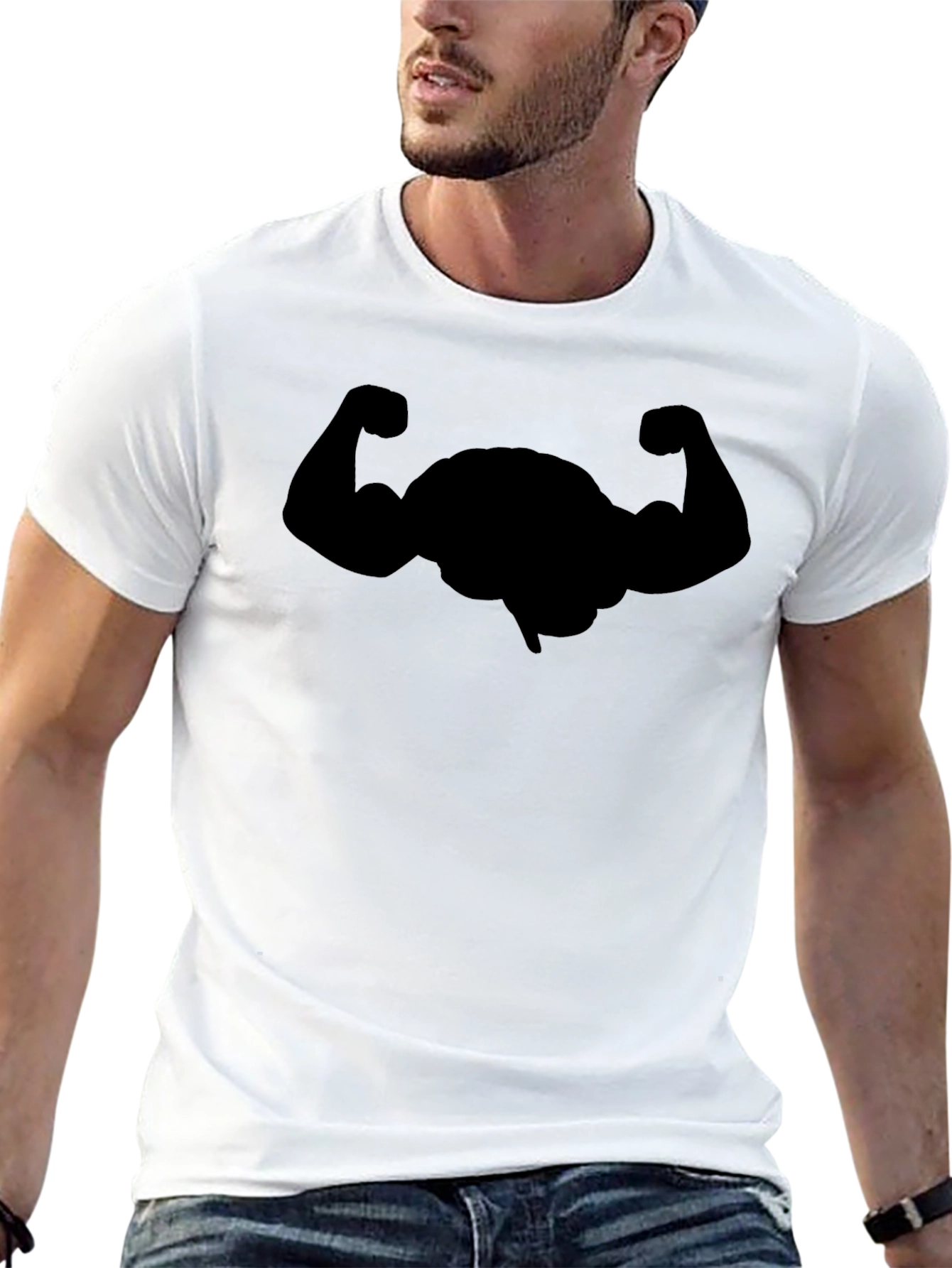 Funny Brain Bodybuilding Black T-Shirt