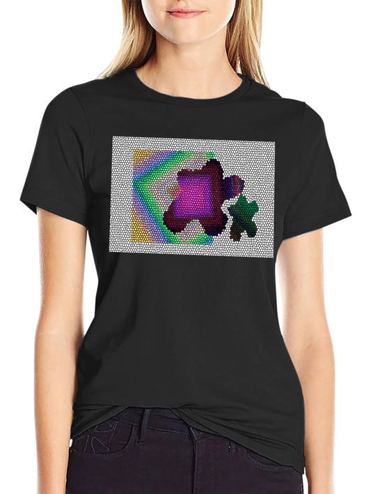 Abstract Mosaic Graphic Black Tee