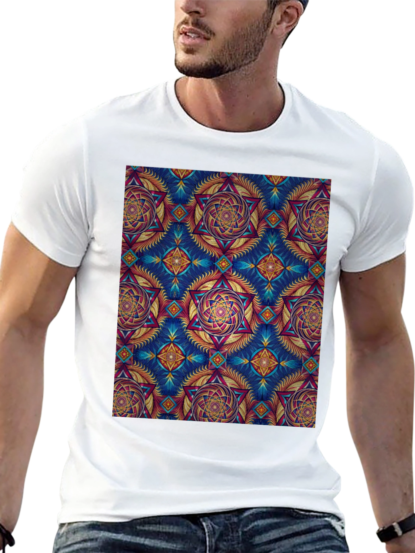 Kaleidoscope Pattern Graphic Tee - Unique Design