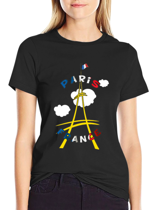Paris France Graphic Tee - Black Cotton T-Shirt