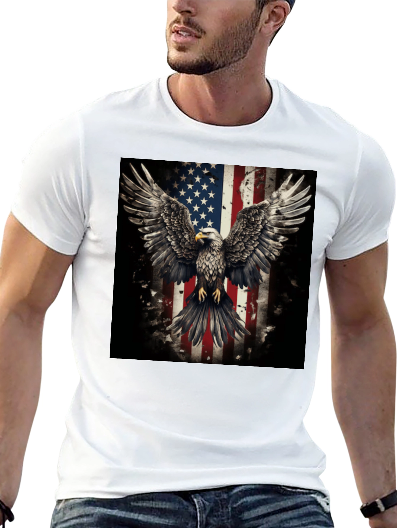 Patriotic Eagle American Flag Graphic T-Shirt