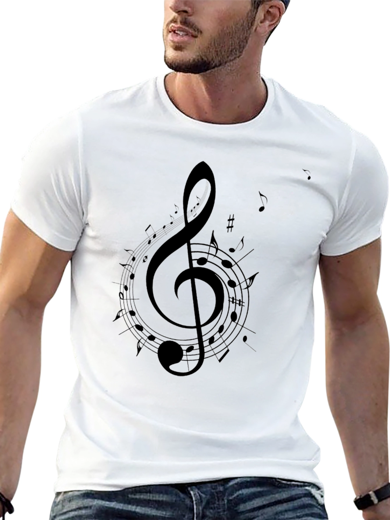Musical Treble Clef Black T-Shirt