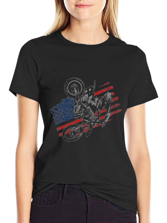 Motorcycle American Flag Graphic Tee