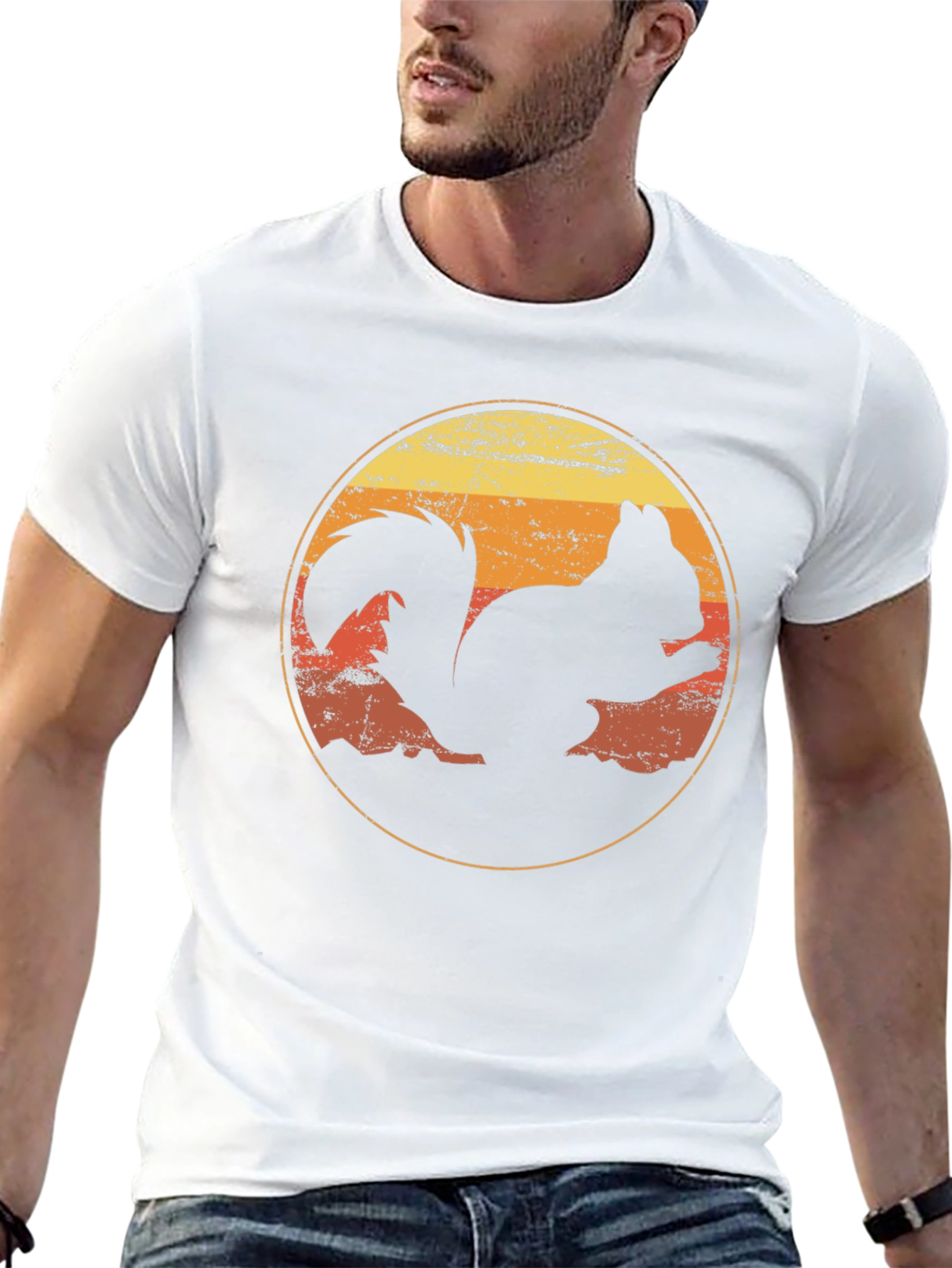 Retro Squirrel Graphic Tee - Classic Crew Neck T-Shirt