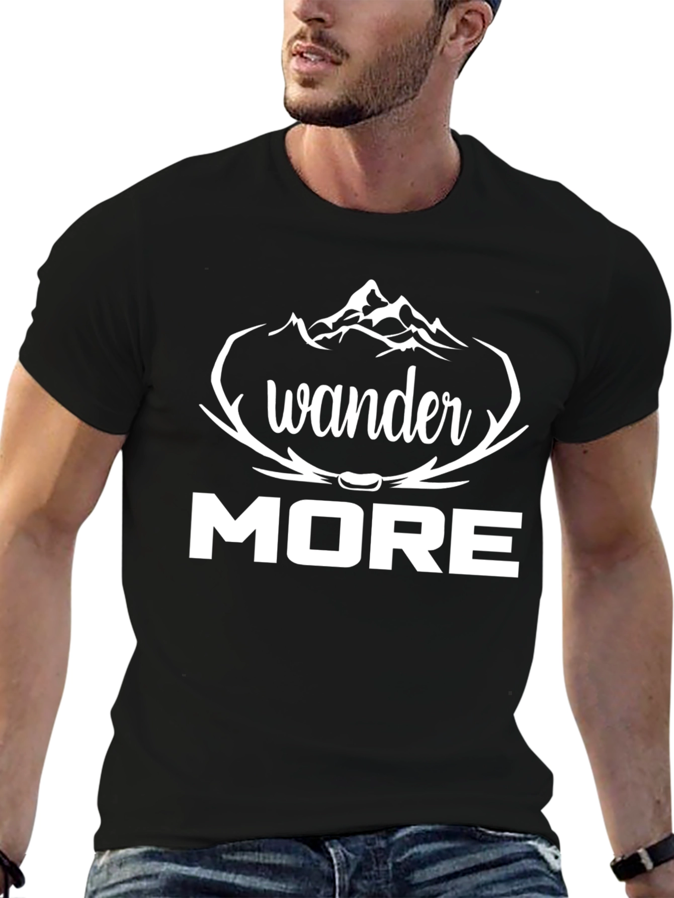 Wander More Graphic Tee - Black Cotton T-Shirt