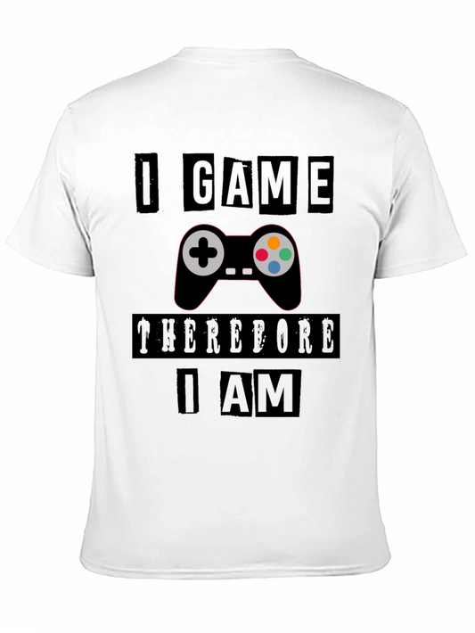 Gamers Black T-Shirt: I Game Therefore I Am