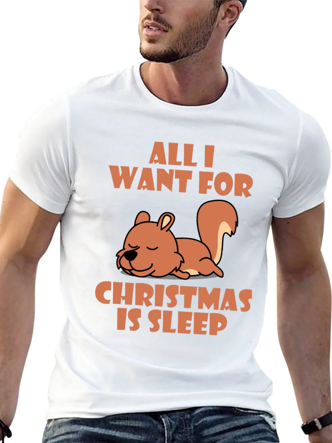 Sleepy Squirrel Christmas T-Shirt
