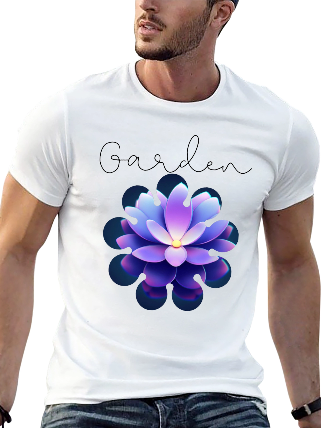 Garden Floral T-Shirt - Stylish Mens Black Tee