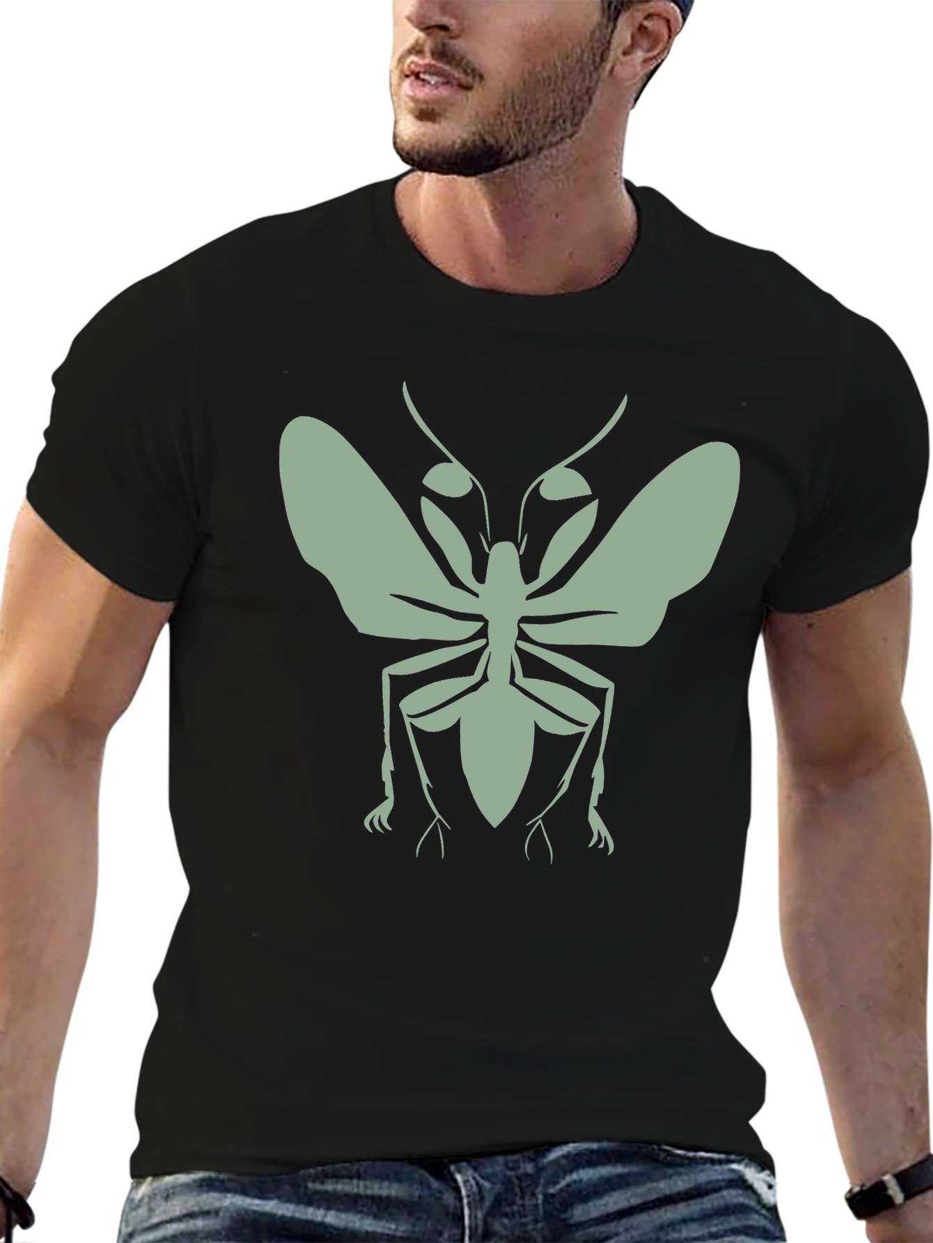 Insect Graphic Tee - Black Cotton T-Shirt