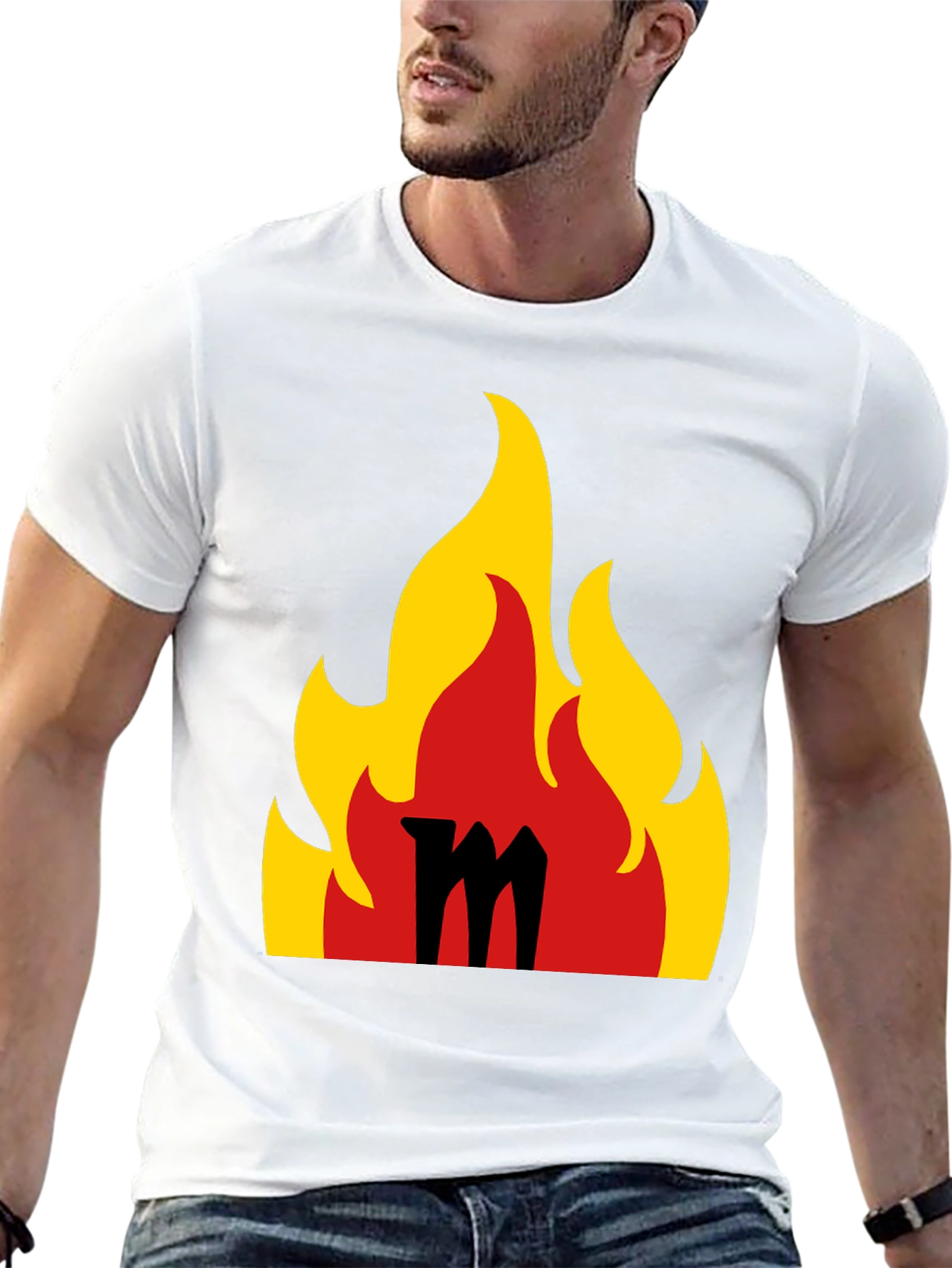 Flaming M Graphic Tee - Bold Black T-Shirt