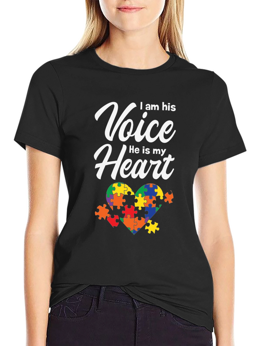 Autism Awareness T-Shirt: I am His Voice He is my Heart