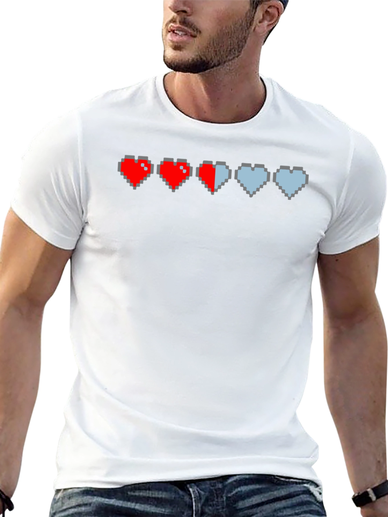 Gamer Pixel Heart T-Shirt - Life Bar Design