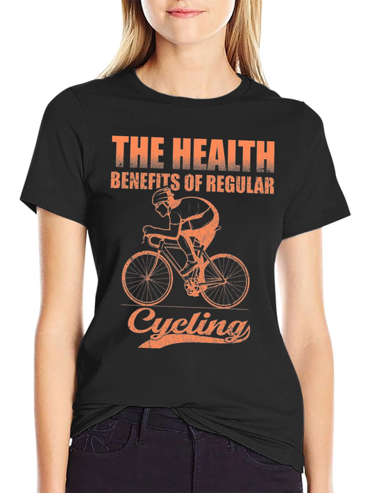 Cycling Health Benefits Graphic Tee - Black Cotton T-Shirt