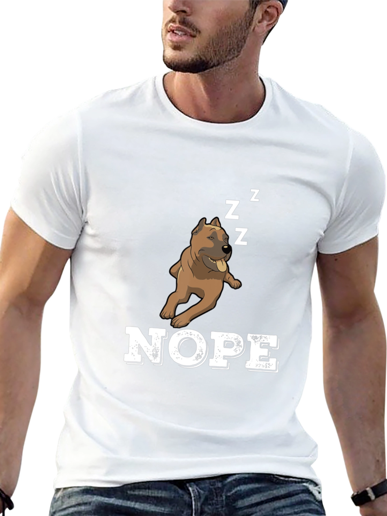 Nope Dog T-Shirt: Funny Sleepy Bulldog Tee
