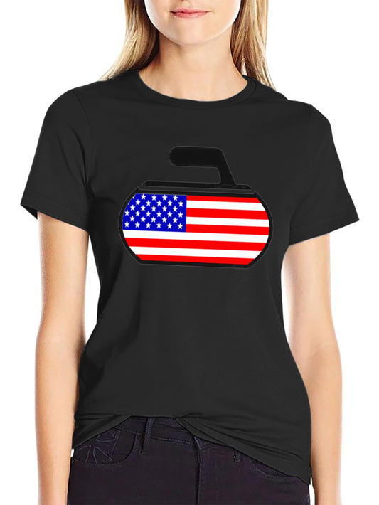 American Flag Curling Stone Graphic Tee