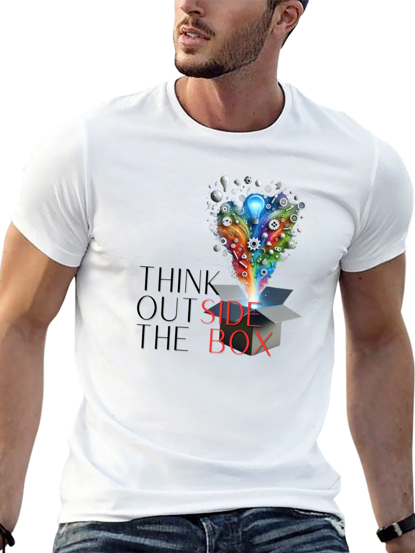 Think Outside the Box Graphic Tee - Creative Design