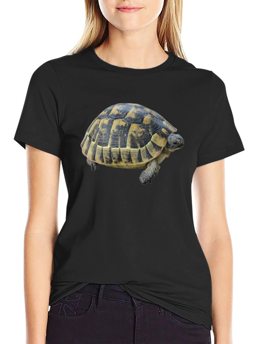 Turtle Graphic Tee - Black Cotton Shirt