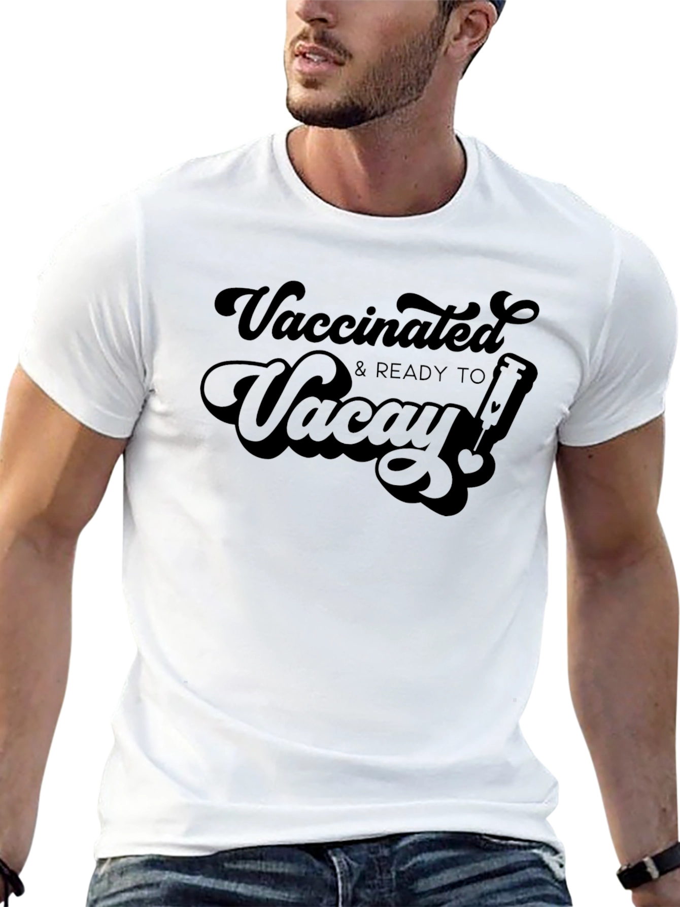 Vaccinated & Ready to Vacay Black Graphic T-Shirt