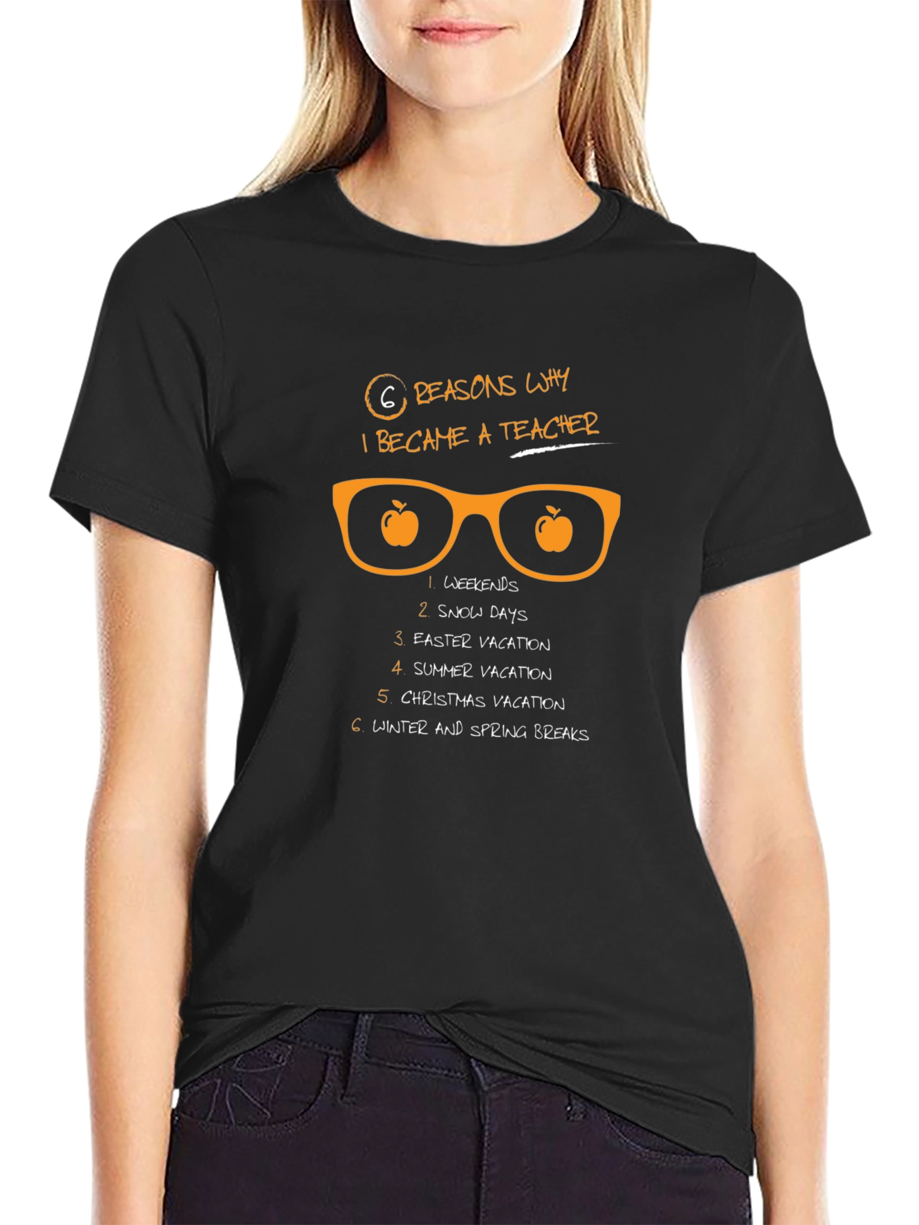 6 Reasons Teacher T-Shirt - Black Funny Teacher Tee