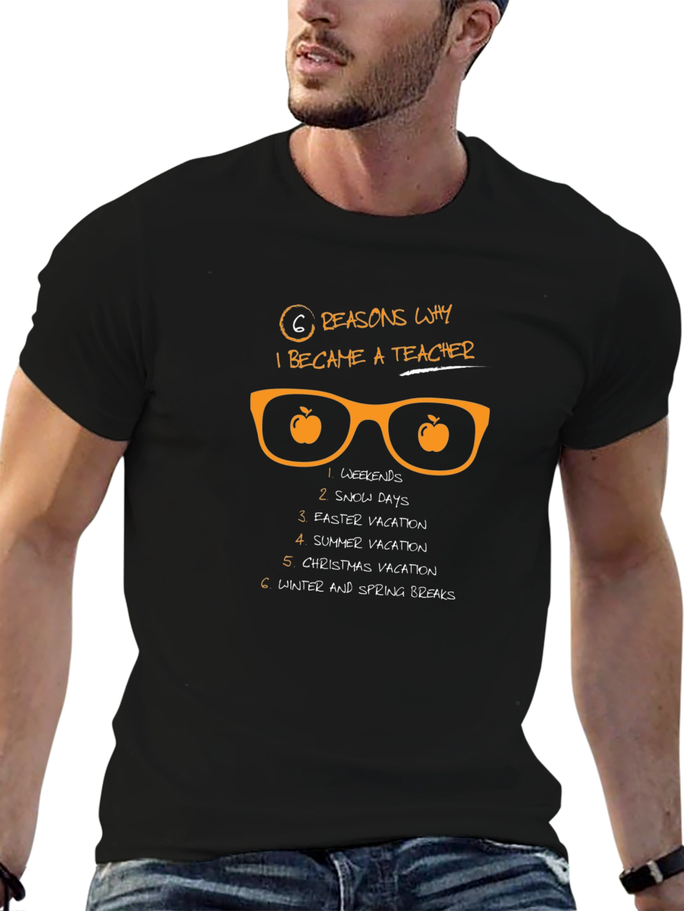 6 Reasons Teacher T-Shirt - Black Funny Teacher Tee