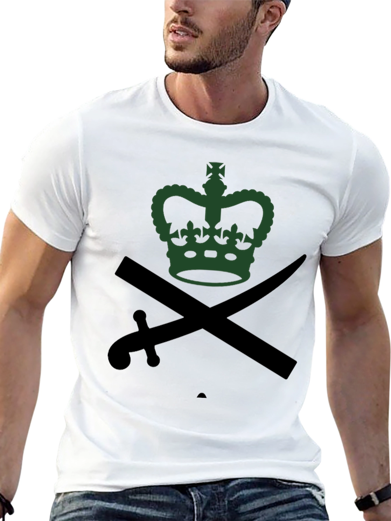 Crown & Crossed Swords Graphic Tee - Black