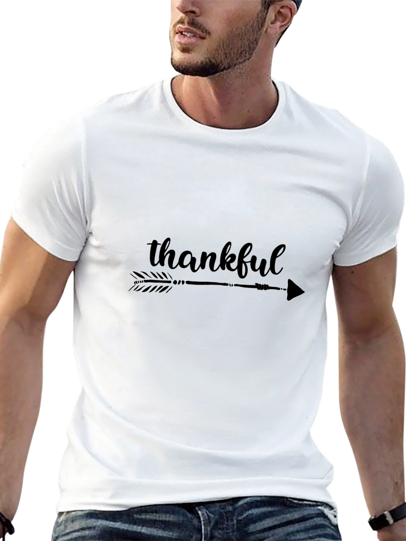 Thankful Arrow Graphic Black T-Shirt