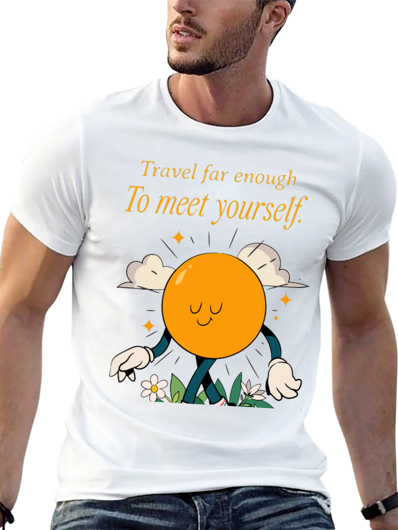 Travel Far Enough Black Graphic T-Shirt