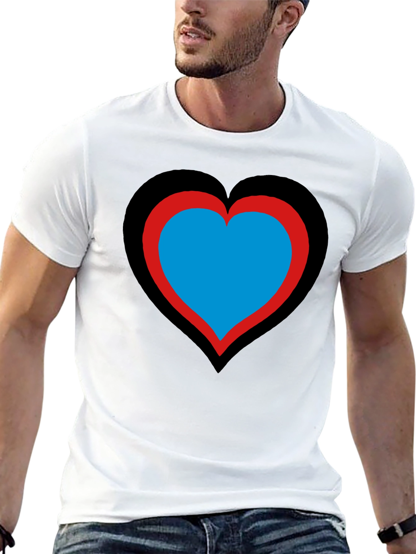 Heart Design Black T-Shirt: Bold & Unique!