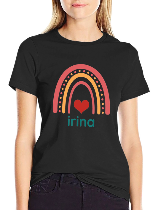 Irina Rainbow Heart Personalized T-Shirt