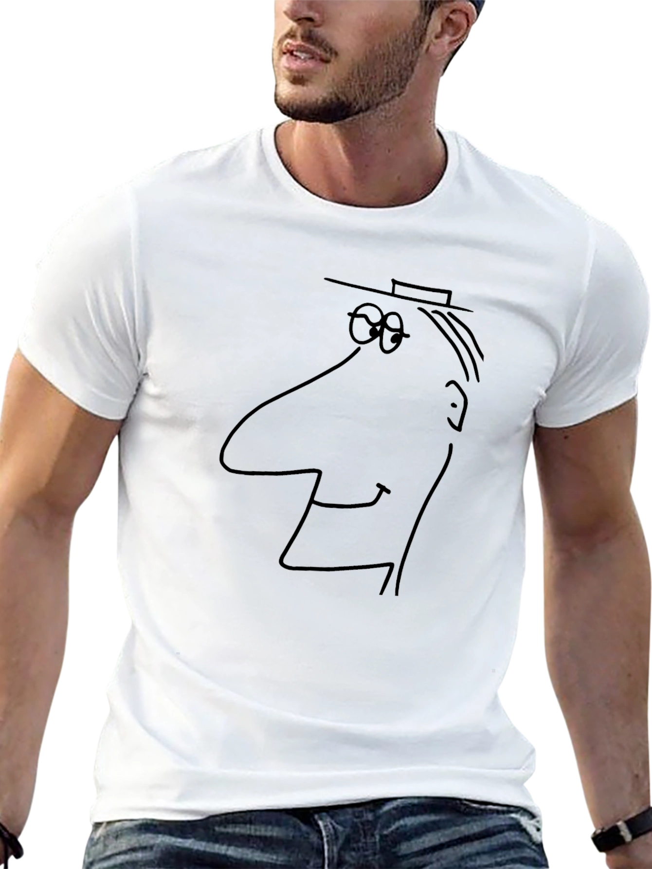 Abstract Cartoon Face Black T-Shirt