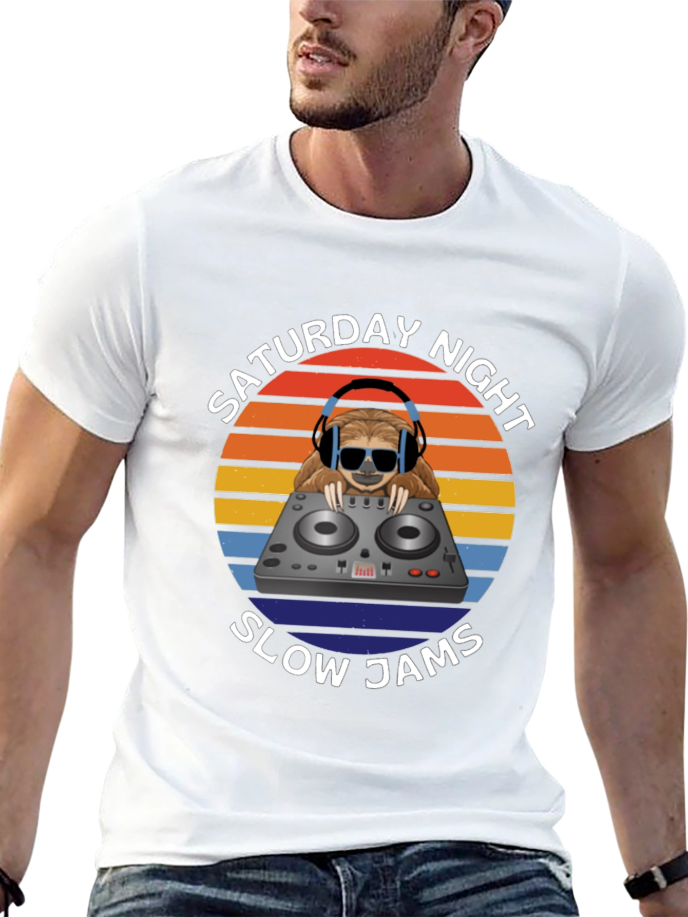 Saturday Night Slow Jams Sloth DJ T-Shirt