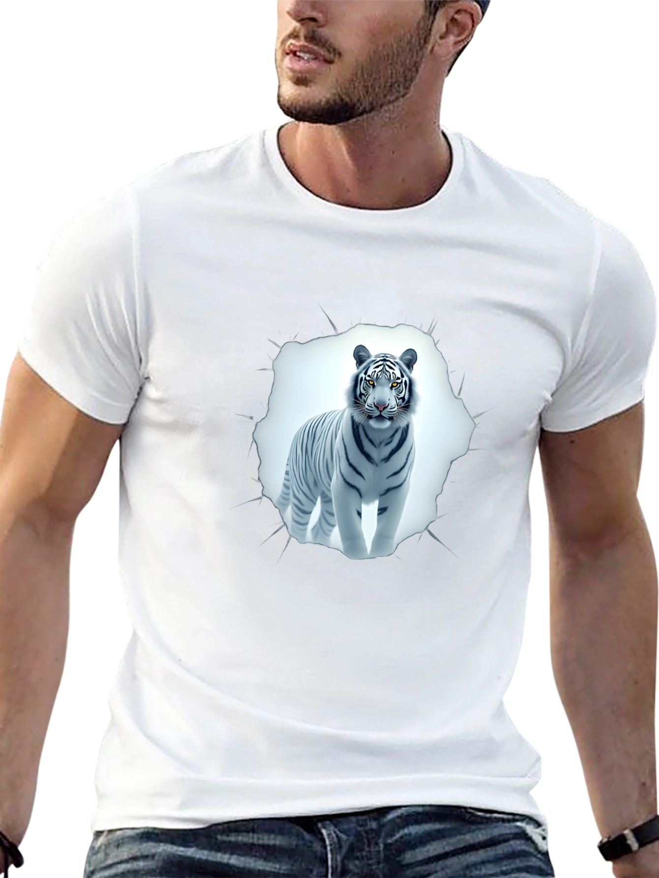White Tiger Graphic Tee - Black T-Shirt