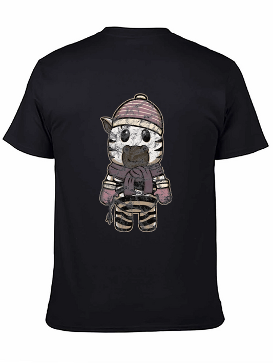 Cartoon Zebra in Winter Gear Graphic Tee