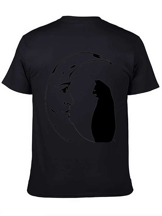 Moon Cat Graphic Tee - Black