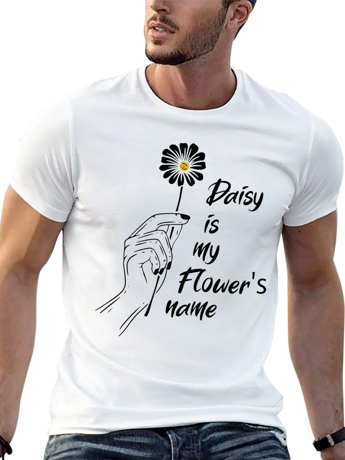 Daisy Flower Graphic T-Shirt - Black