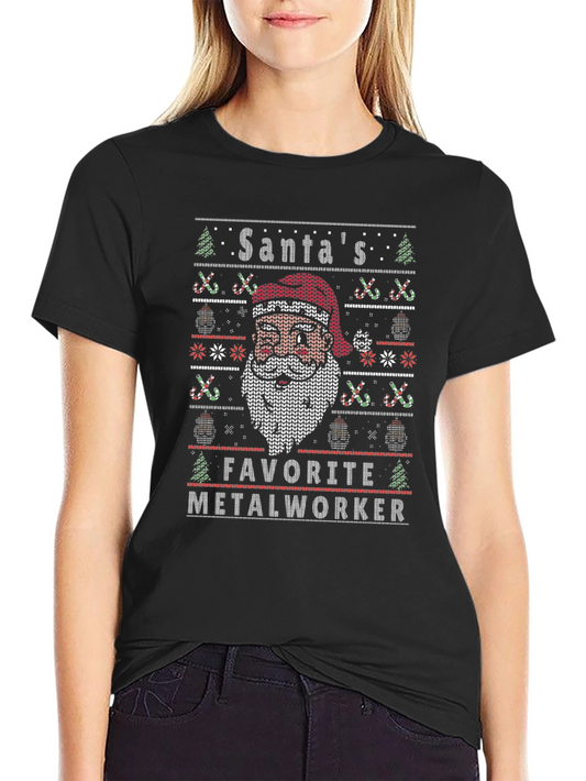 Santas Favorite Metalworker Holiday Graphic Tee